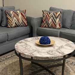 Blue Cindy Crawford Bellingham Hydra Sofa Futon and Loveseat 