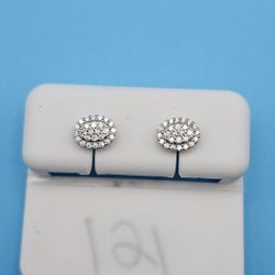 Moissanite Oval Pavé Stud Earrings – S925 Screw-Backs