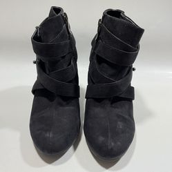 Sam & Libby Black Ankle Boots Zippered Shoes Women’s Size 6