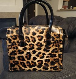 Leopard print vinyl purse