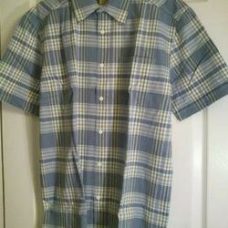 New Linen-Like Plaid Shirt size Medium


