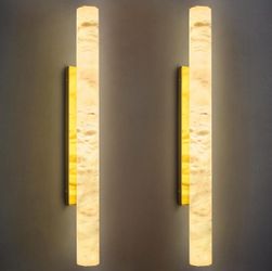 Two Natural Alabaster Wall Sconces