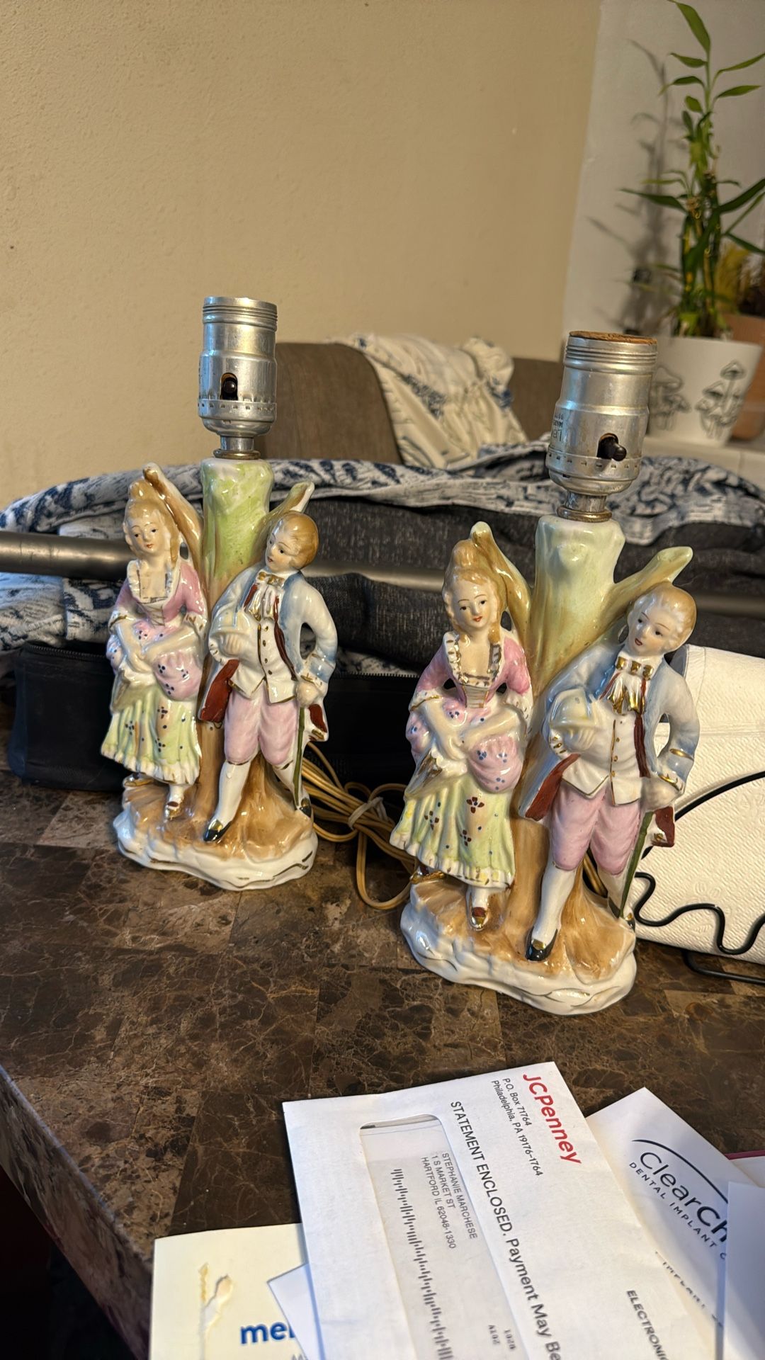 two antique lamps