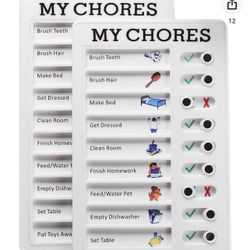 2 Pieces Chore Chart for Multiple Kids,Daily Chore Schedule for 2 Kids，Memo Checklist Plan Board