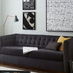 West Elm Queen Sofa Bed Futon  Sleeper Couch  + Decorative Pillows In 4th Photo