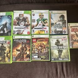 Xbox 360 With 4 Controllers And 10 Games