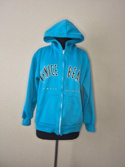 Hill Venice Beach California Blue Full Zip Hoodie Men's XL Vintage Y2K