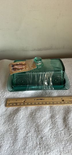 Pioneer woman teal butter dish