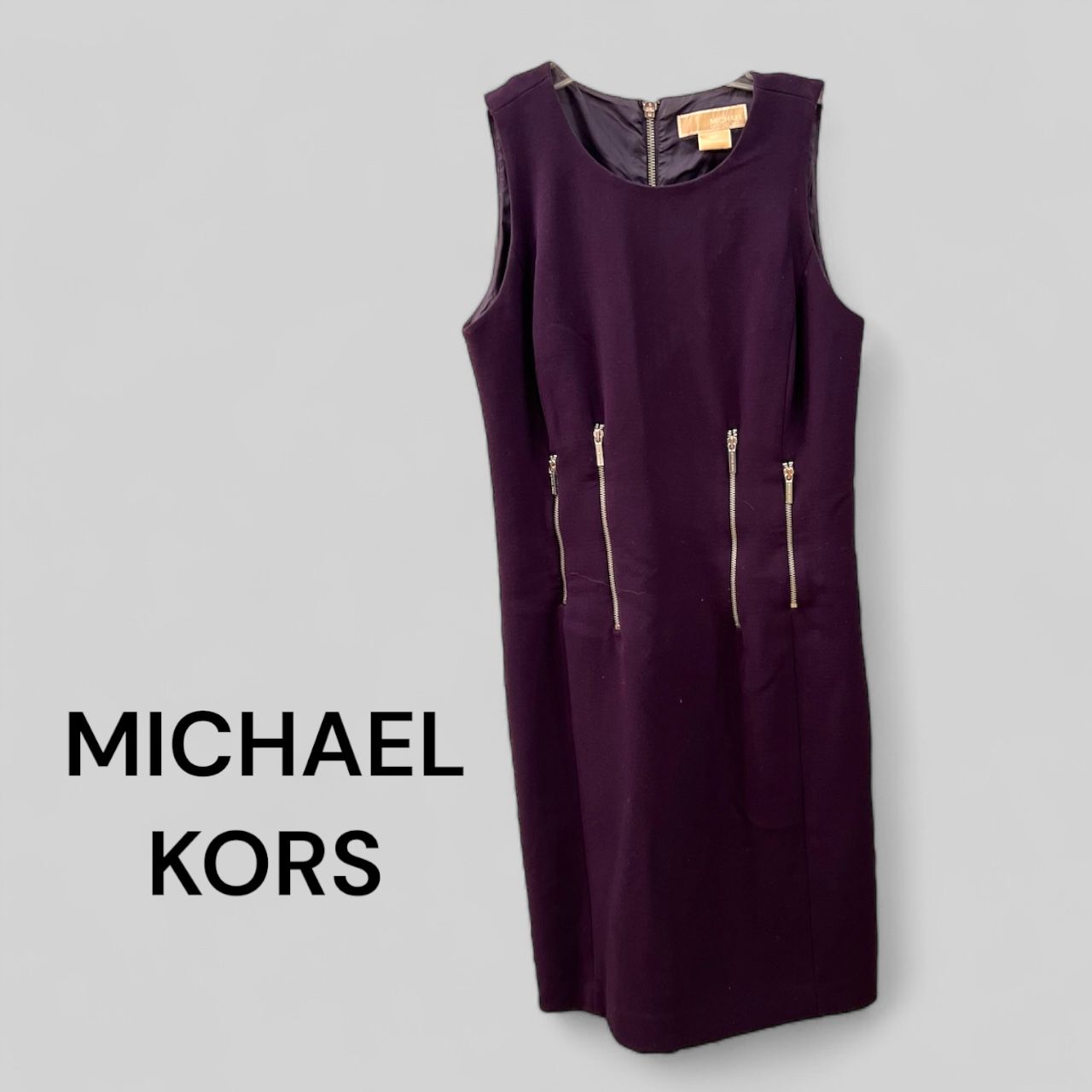 Michael Michael Kors Purple Zipper Accent Knit Sheath Dress Size 8P Sleeveless