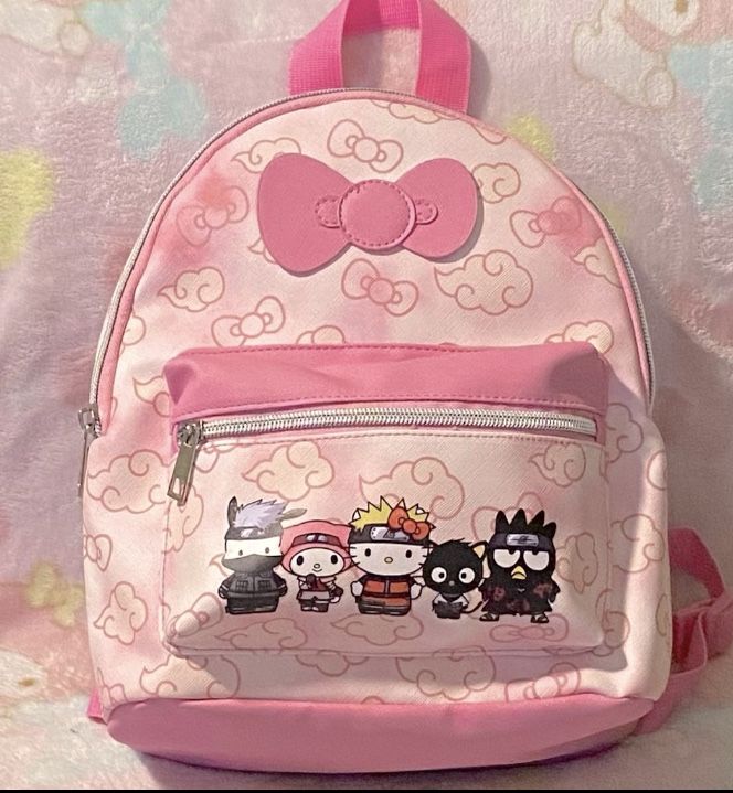 Bio-world X Sanrio Naruto Shippuden x Hello Kitty Women's Mini Backpack, Pink
