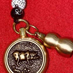 Pure Brass Pig Zodiac  Keychain Pendant, Rope, Keychain Hanging Jewelry
