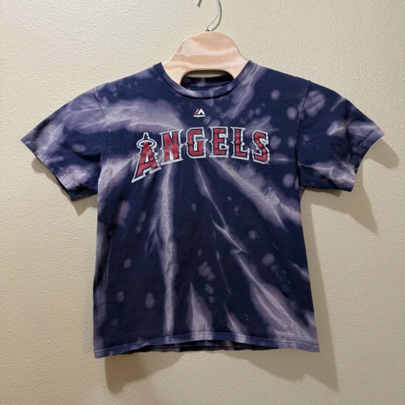 Men’s Large MLB Los Angeles Anaheim Angels Mike Trout #27 Bleached Tie Die Shirt
