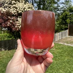 Glassybaby Heartshine Frit Red Candle Holder
