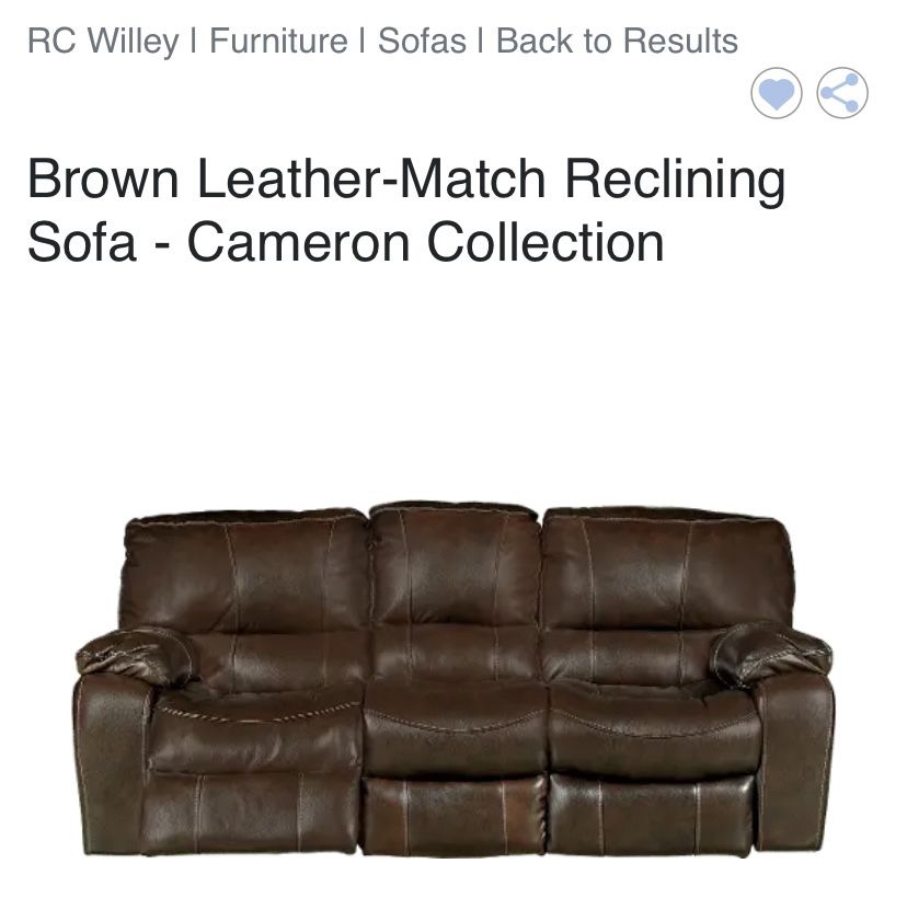 RC Willey Genuine Leather Couch & Loveseat