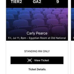 2 Concert Tickets Carly Pearce