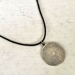Raventree Pewter Labyrinth Pendant Necklace 