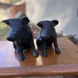 Two Castor Iron Piggy Banks