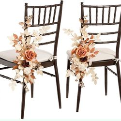 Ling's Moment Wedding Chair Aisle Floral Swags in Rust