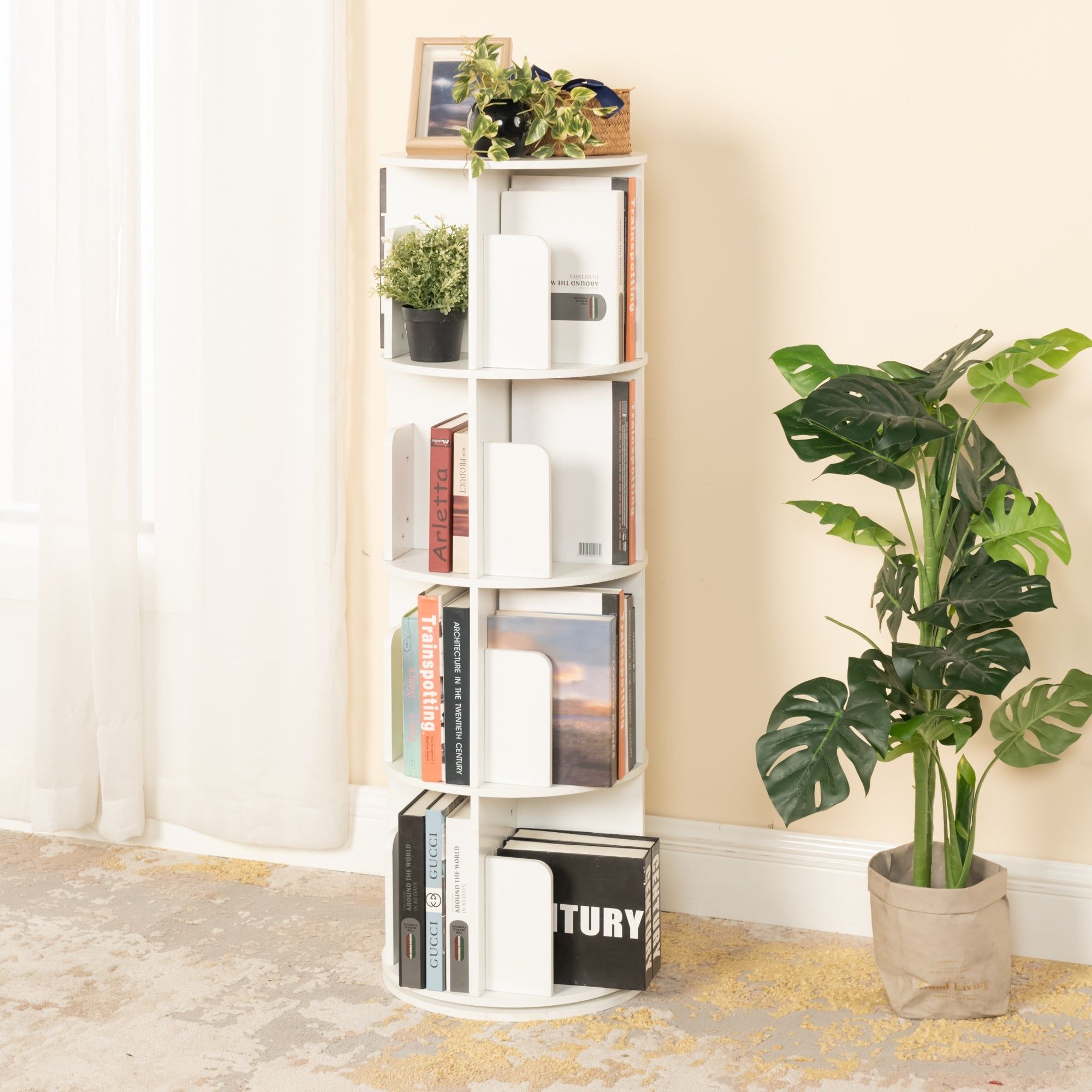 Singed 5-Tier 50“ Swivel Storage Bookshelf