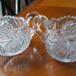 Antique cut glass creamer & sugar set Circa 1900