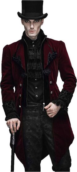 Men's Devil Fashion Red Gothic Vintage Tailcoat Masquerade Party Jacket