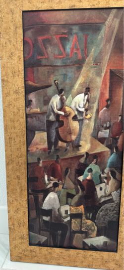 Framed Jazz Club Canvas Wall Art – 18” × 36”