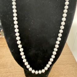 Vintage Smokey Gray Double Knotted Faux Pearl Necklace 