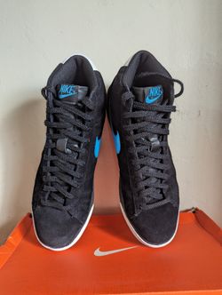 Nike Blazer High Black Vivid Blue Suede Sneakers 316664-041  display picture 3
