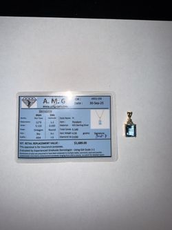 Blue Topaz & Diamond Pendant (No Chain)