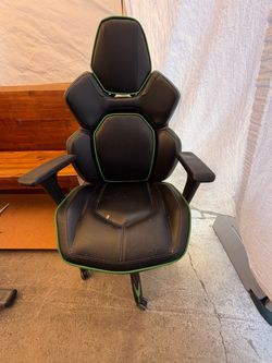 Black and Green Gaming Chair, Fair Condition, Seat Tear