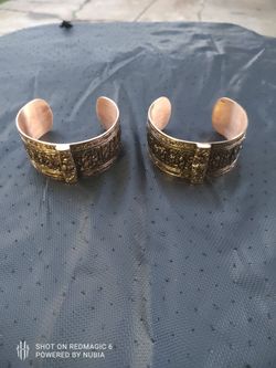 Barse Two Piece Brass Cuff Bracelets