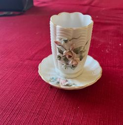 Vintage Lefton China Porcelain Floral Vase & Underplate – #1764 – $30