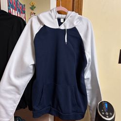 Size XXL Hoodie, White And Navy