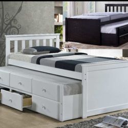 ✅️✅️Espresso & White  (Twin Captains Bed w/Trundle)✅️ (Mattress Not Included✅️