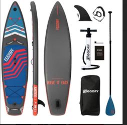 Brand New 2 Person Inflatable 11 Foot SUP Paddle Board w Pump Paddle Fins Leash & Backpack BNIB Never Used