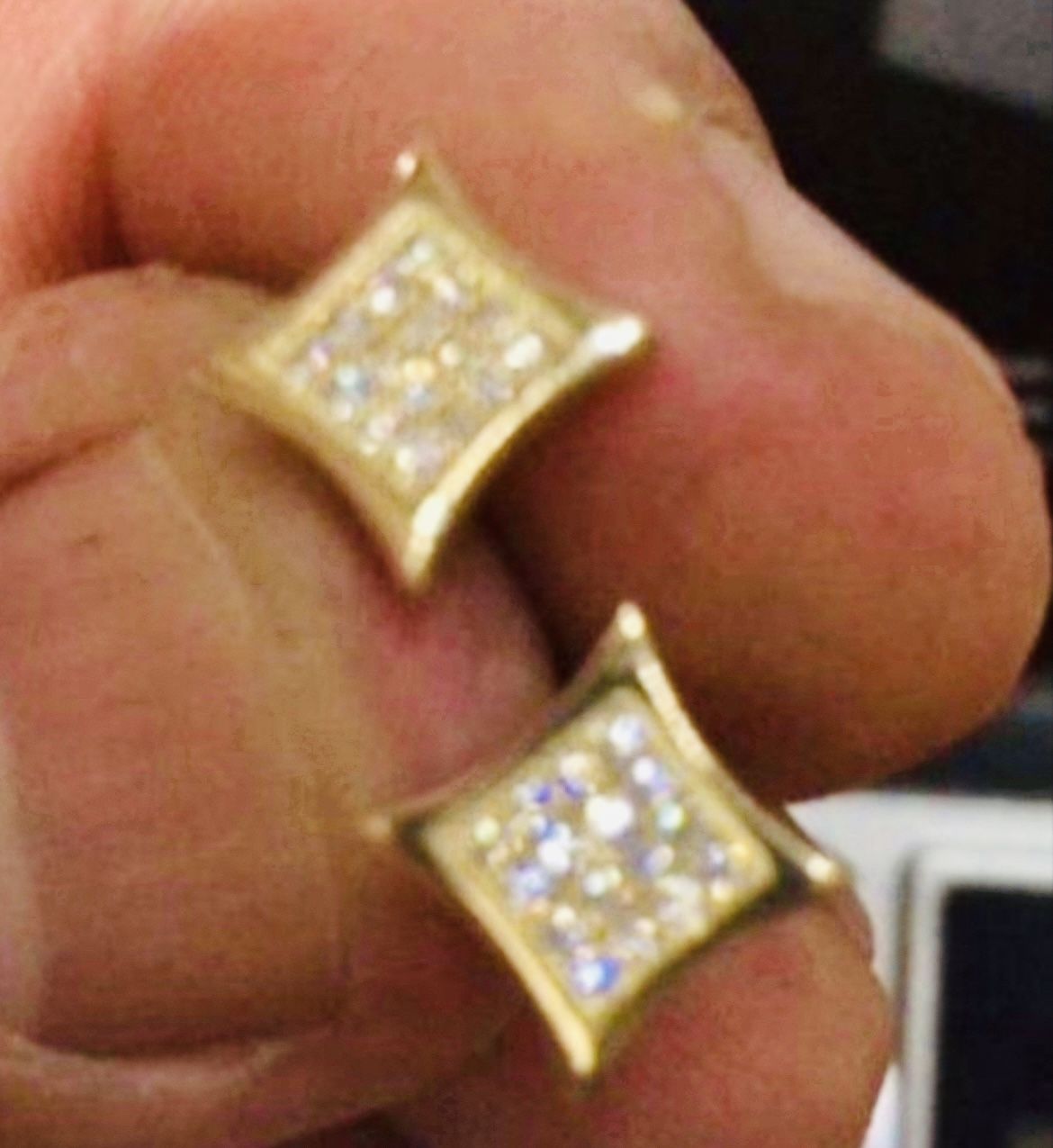 10K Solid Gold Earring CUBIC ZIRCONIUM STONES For Wedding