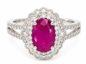 GIA Burmese Ruby Diamond Platinum Ring, 2.92 Ct
