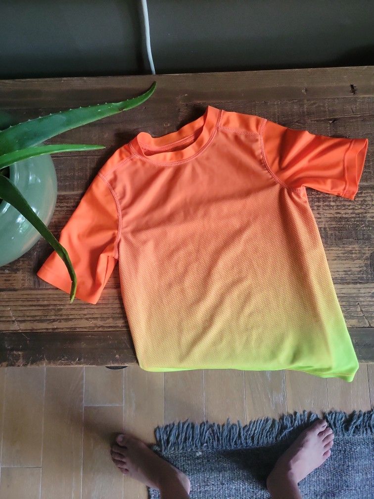 5T Bright Orange And Yellow Rash Guard