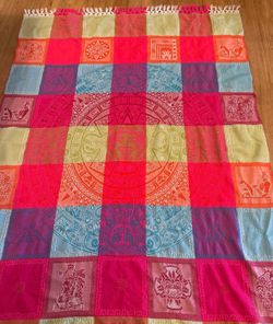 Mexican Designs Tablecloth Blanket Colorful Squares