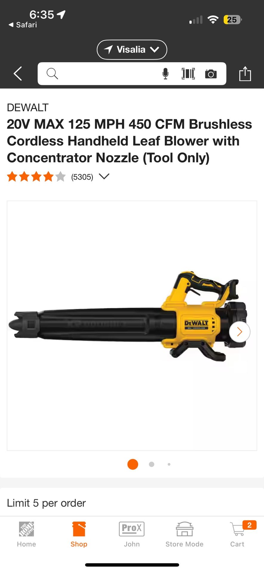 DEWALT 20V MAX 125 MPH 450 CFM Brushless Cordless Handheld Leaf Blower with Concentrator Nozzle