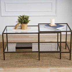 🖤 $120 SEVAY Glass Coffee Table – Modern Black Design 🖤  Pickup Location: Durango and 215  🪞 Description: Brand New SEVAY 2-Piece Glass Coff