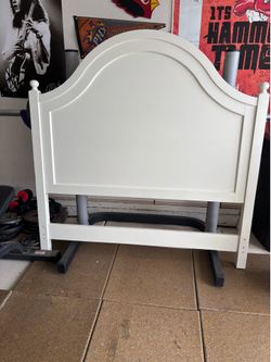 Pottery Barn White Wood Bed Headboard with Arched Panel