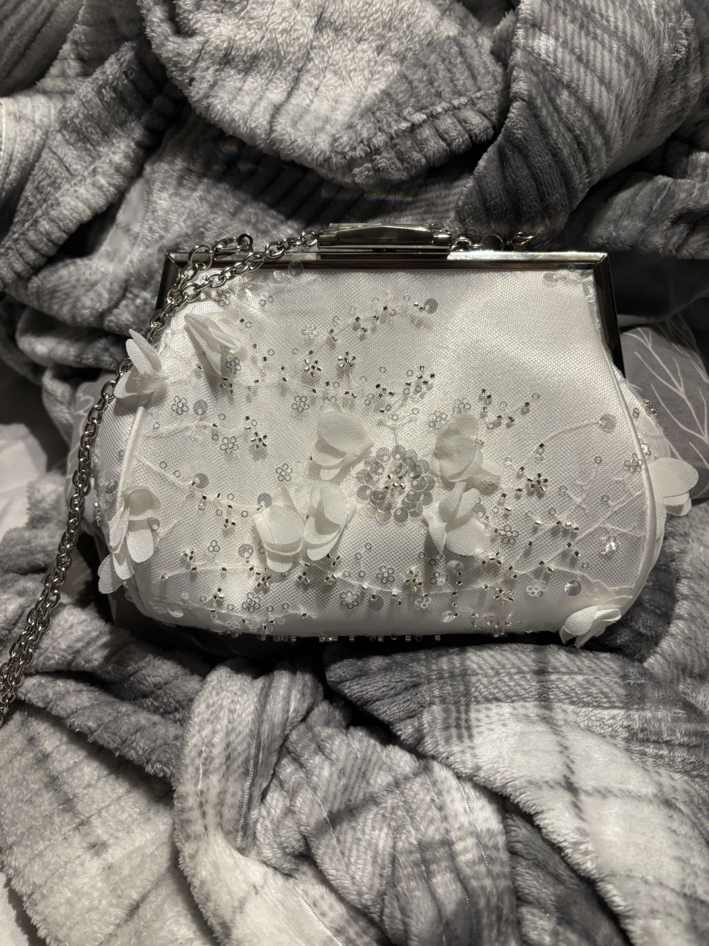 Kelly & Katie Tulle White Bridal Clutch