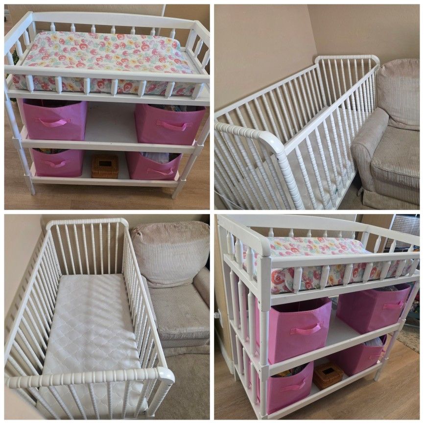 White Crib & Changing Table