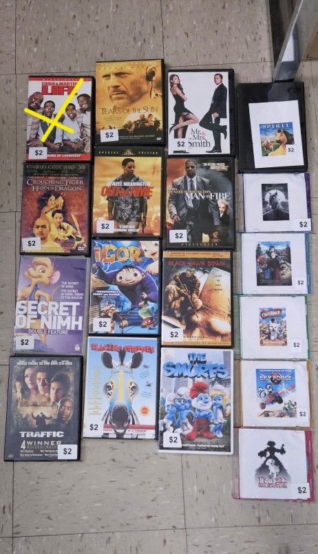 DVD MOVIES $2 EACH