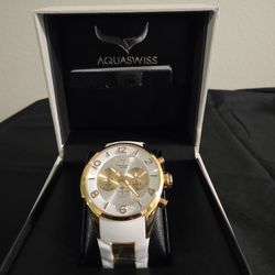 Aquaswiss 43MM White & Gold Watch – 10 ATM Water Resistant
