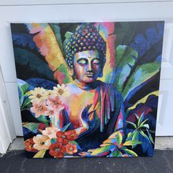 Colorful Textured Buddha Wall Art Painting - Excellent Condition!