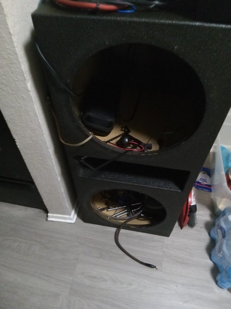 2 Holes 15inch Woofer Speaker Box WITH Amp Mounted TO Box