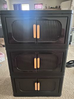 Black Plastic Stackable Storage Cabinet