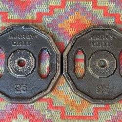 PAIR  OF MARCY  EZ GRIP  25 LB.  STANDARD  PLATES  